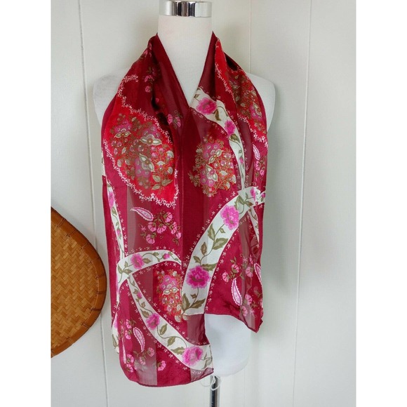 Harve Benard 100% Silk Scarf Paisley 70s Floral - Picture 2 of 8